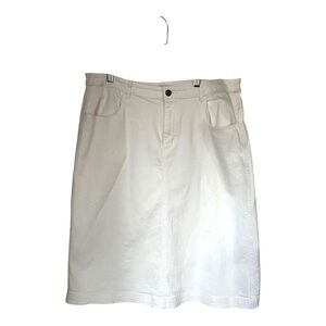 White Denim Midi Skirt Size 14 100% Cotton Prairiecore